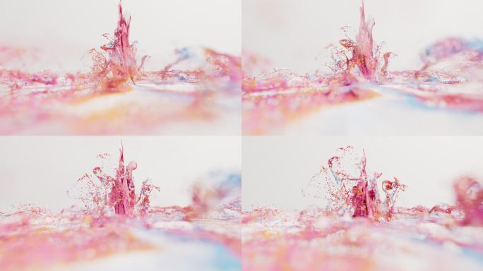 抽象流动溶解的彩色多彩粒子3D渲染