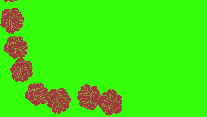 红玫瑰动画，绿屏平面设计，过渡元素