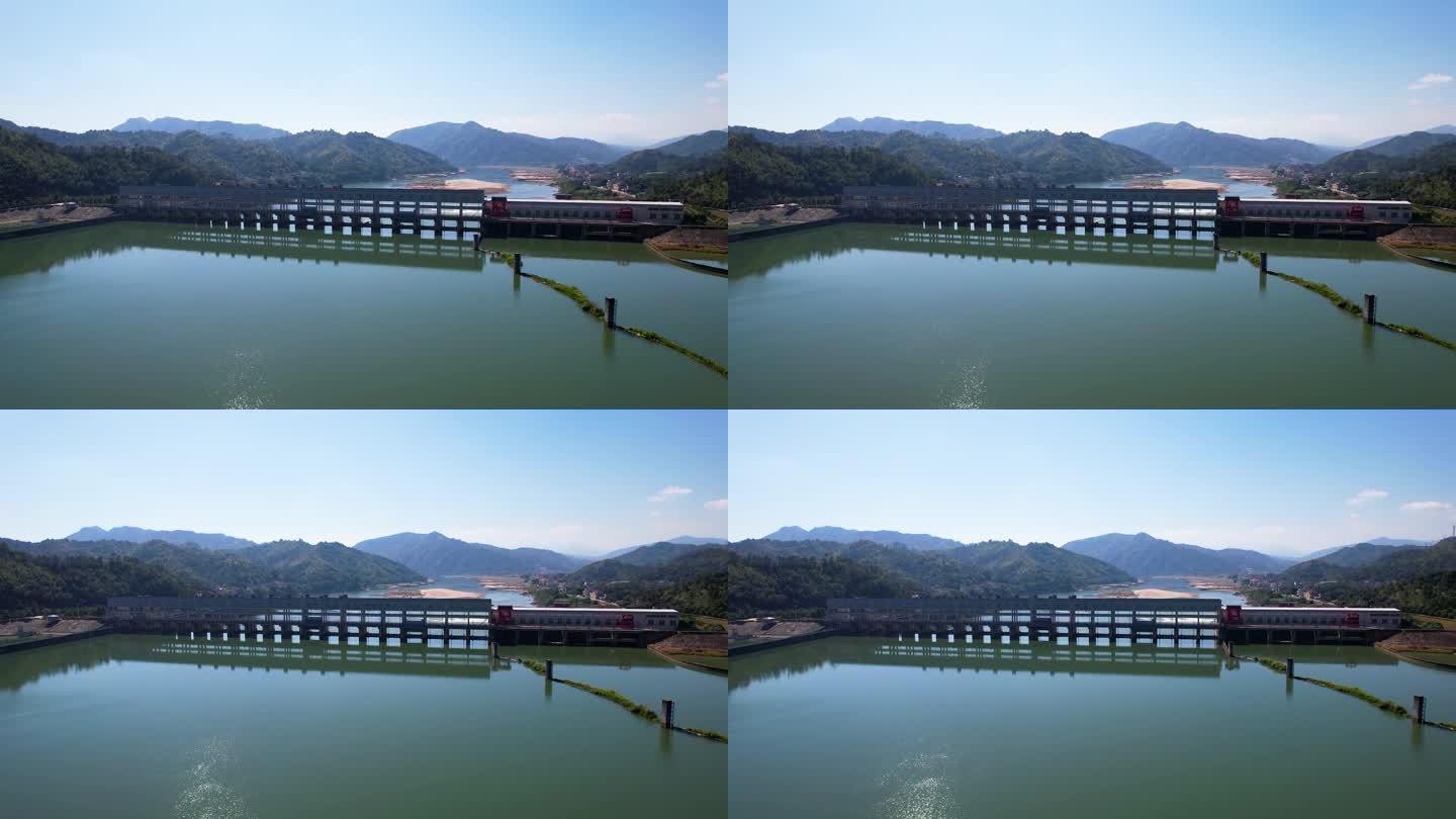 梅州韩江自然风光山水画卷韩江电站大坝航拍