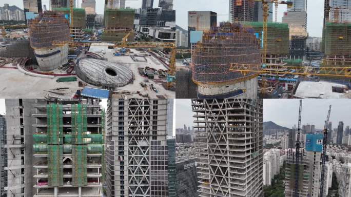 正在施工的高楼和工地城市改造升级
