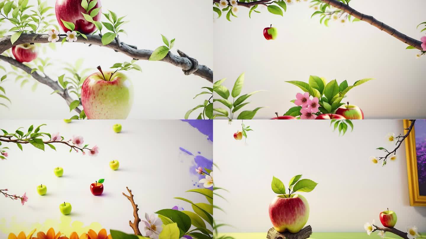 AI艺术广告 苹果 苹果树 牛顿苹果