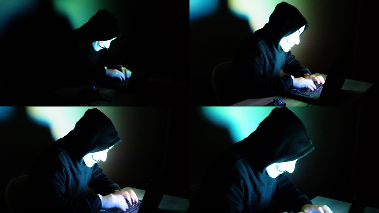 黑客在攻击敲打键盘视频素材4