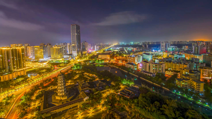 海南海口国兴夜景延时