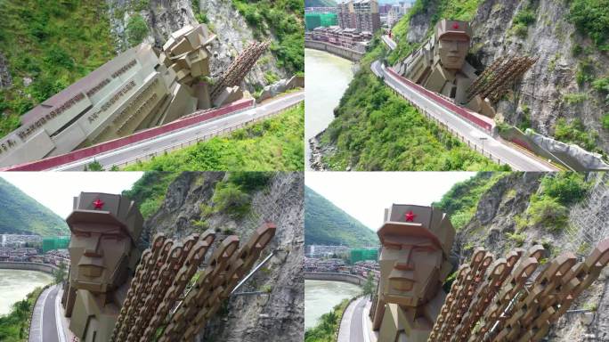 泸定桥大渡河红军雕像