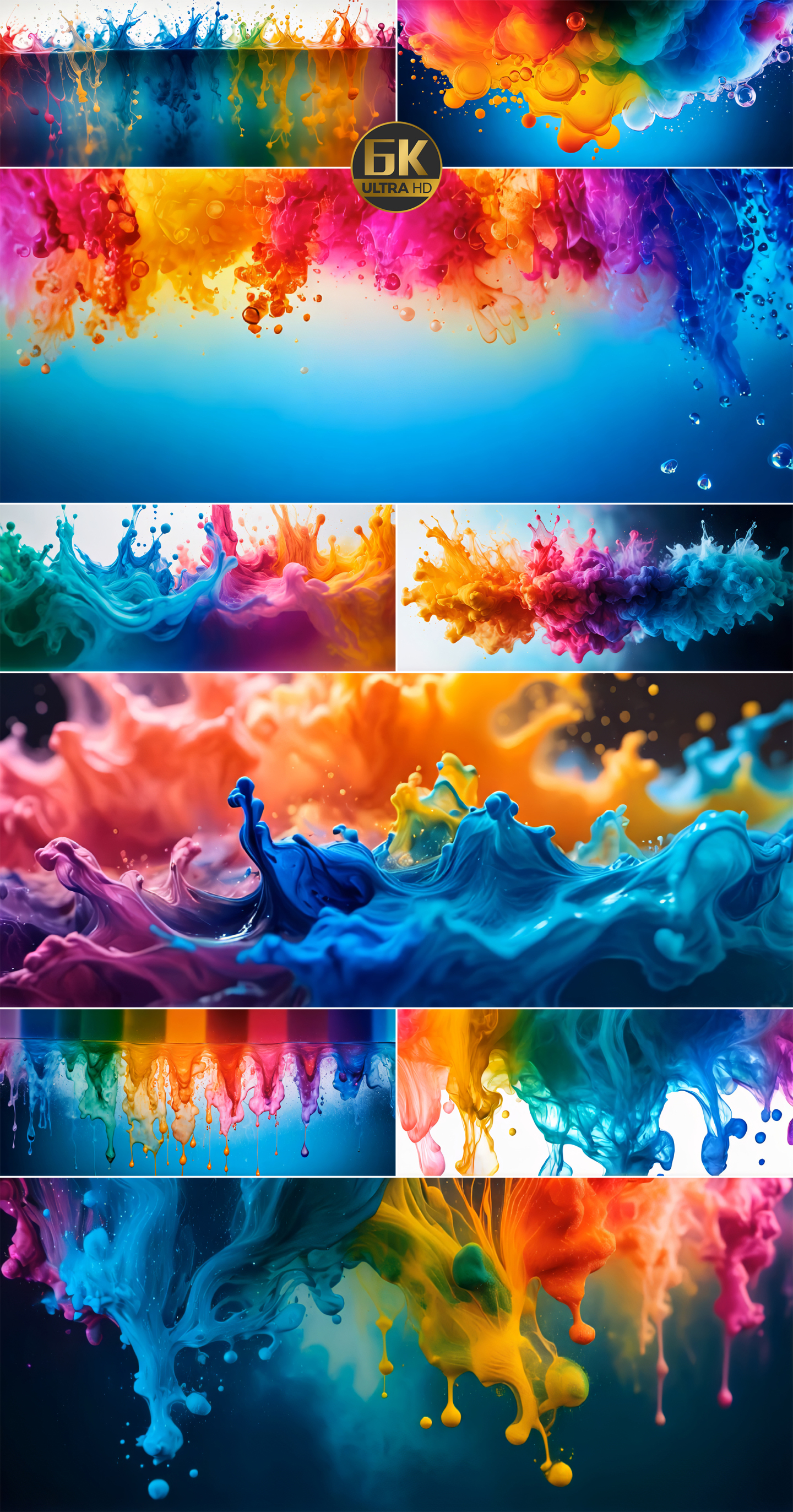 6k宽屏水彩颜料在水中扩散抽象背景