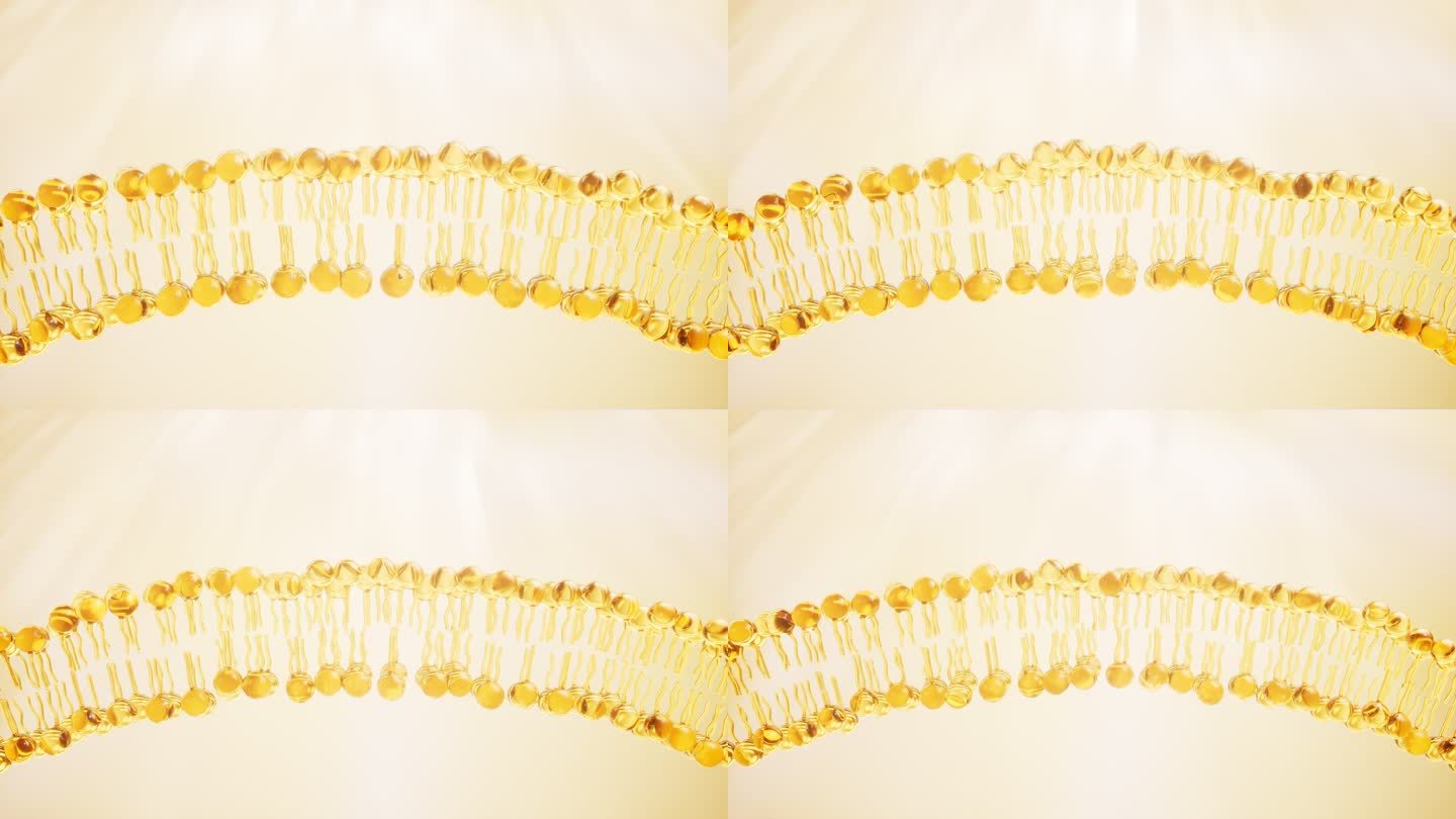 金色透明细胞膜3D渲染