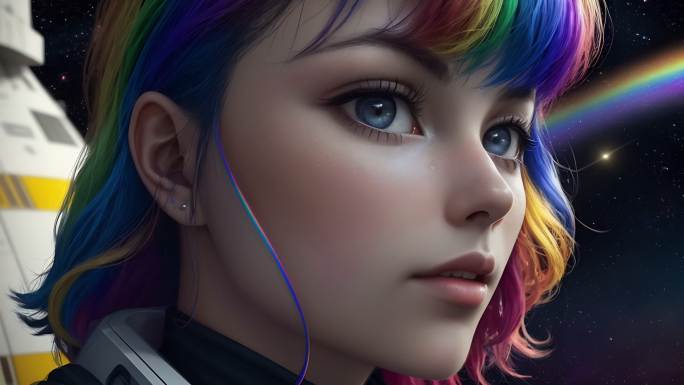 AI演绎彩虹未来时代美少女