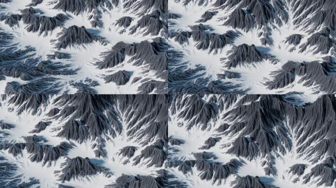 户外雪山山脉地形3D渲染
