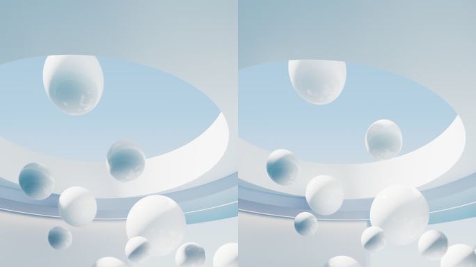 水面与飘浮的建筑空间与球体3D渲染