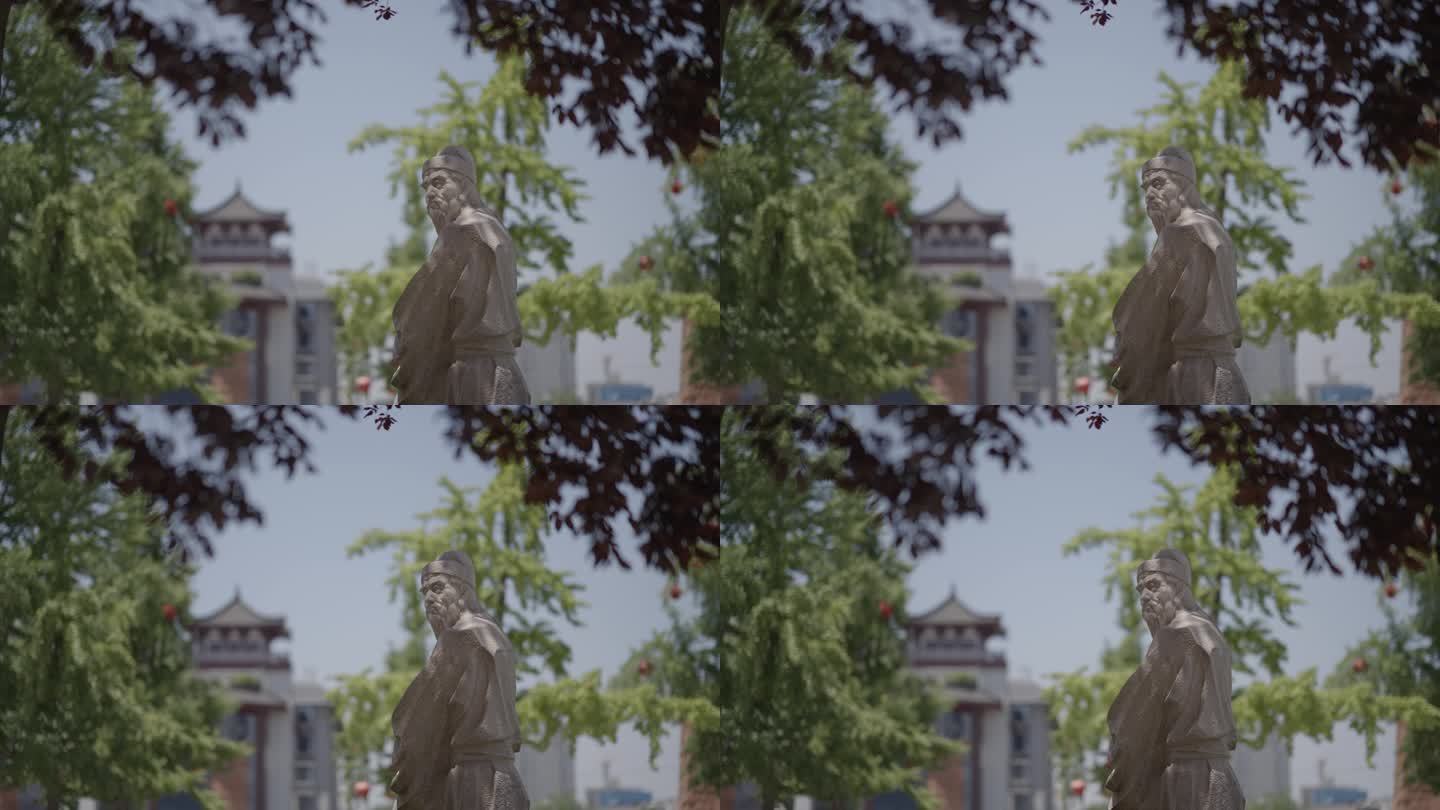 西安汉城湖景区大风阁艺术馆运动镜头4k