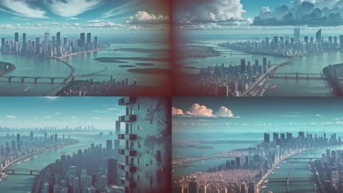 AI城市 城市远景 航拍 城市发展变化