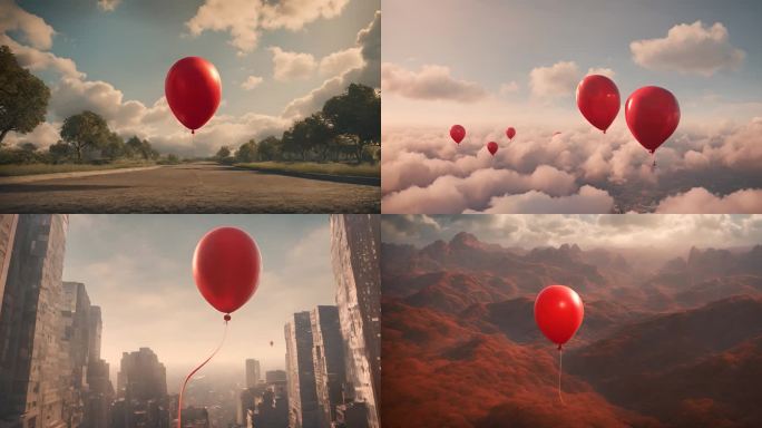 红色气球 流浪孤独概念