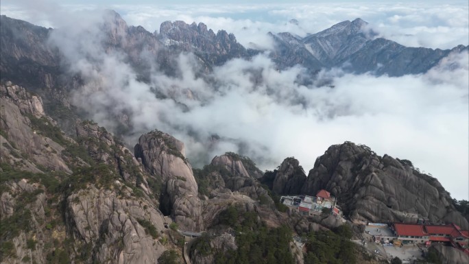 安徽省黄山云海航拍延时风景视频素材