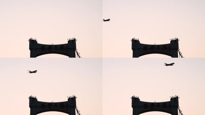 飞机飞过海沧大桥