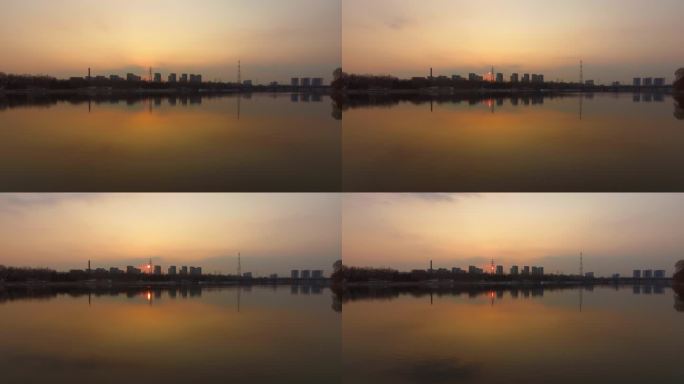 河边夕阳夕阳红夜幕降临落日余晖水边湖边