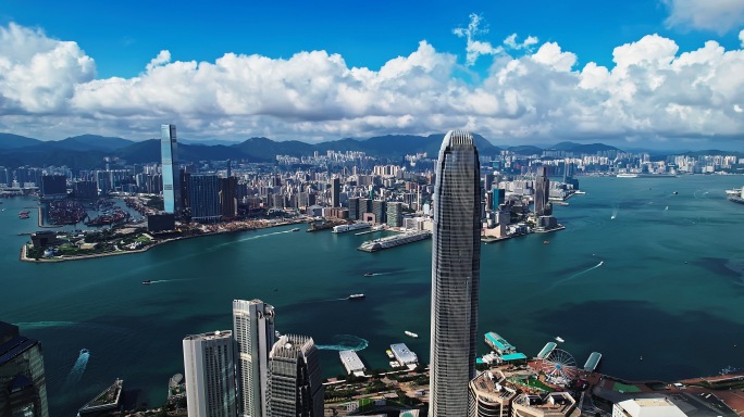 香港地标建筑维多利亚港摩天大楼
