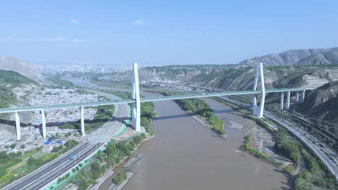 4K航拍甘肃黄河大桥