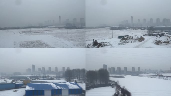 雪天城市远景东北