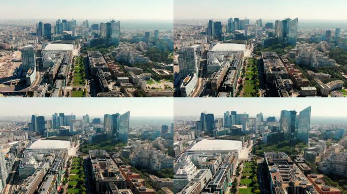 用摩天大楼和办公楼建立巴黎市中心的鸟瞰图