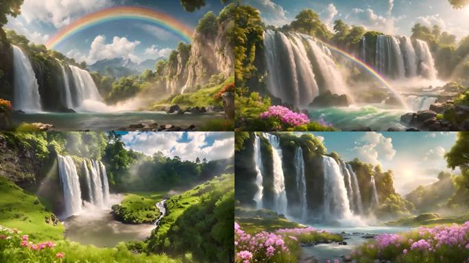 彩虹 雨后彩虹 林间彩虹 瀑布 瀑布彩虹