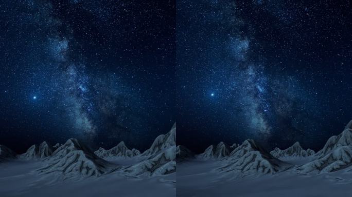夜晚的山脉地形与夜空户外地形场景3D渲染
