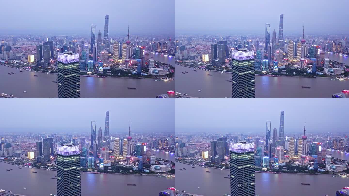 上海 浦西 白玉兰广场 航拍夜景