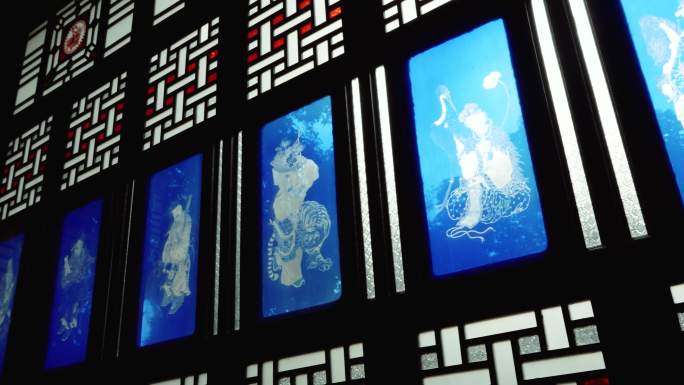 中式窗户彩色玻璃中式建筑中国风门窗