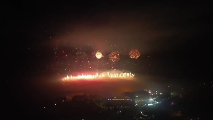 【4k】跨年烟花烟火绚烂浏阳天空剧院航拍