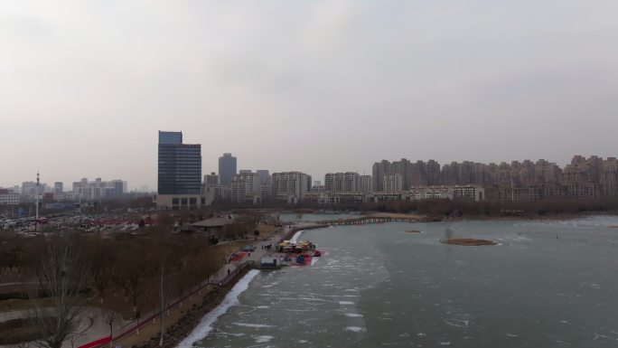 宁夏银川宝湖公园冬天航拍12