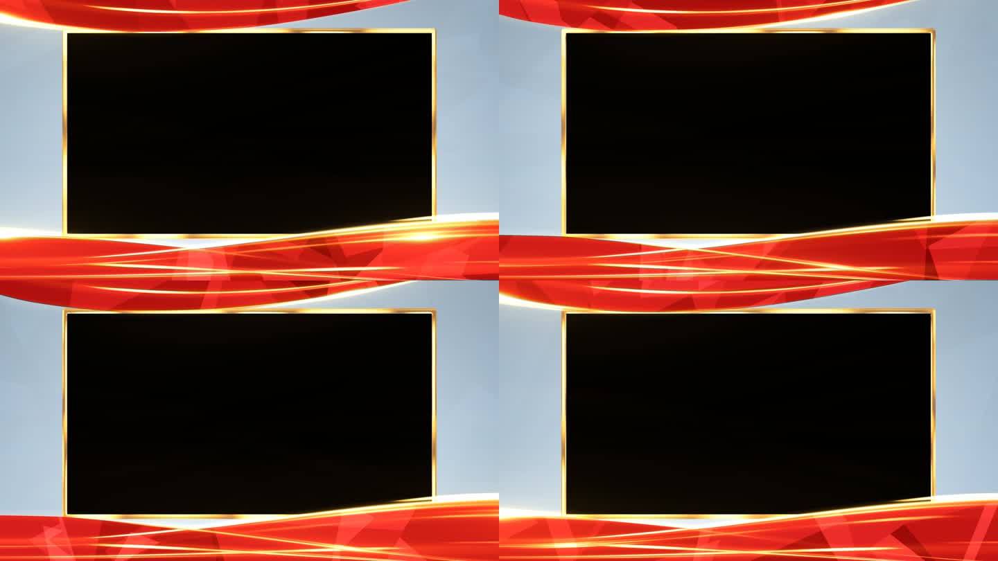 简约红色边框科技玻璃质感视频边框