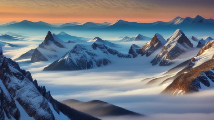 大自然高山雪山航拍自然风景
