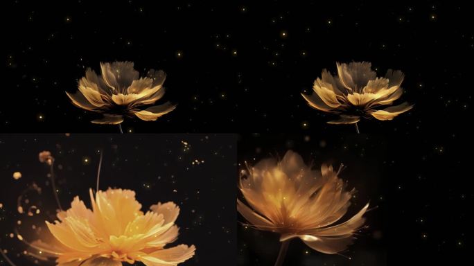 黑金背景/金色花朵/粒子花朵