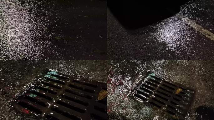 夜雨低落情绪写意微弱灯光街雨点夜寂静无人