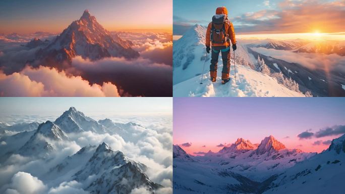 攀登雪山登山励志企业家精神