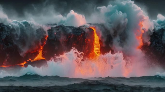 4k宽屏火山喷发熔岩②