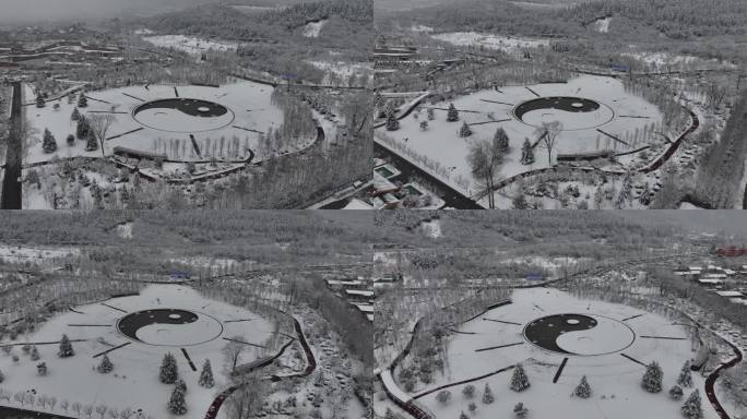 秦岭国家植物园 雪景 航拍