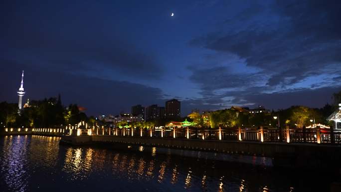 夜游南通濠河景观4k