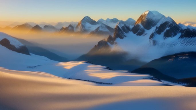 大自然高山雪山航拍自然风景