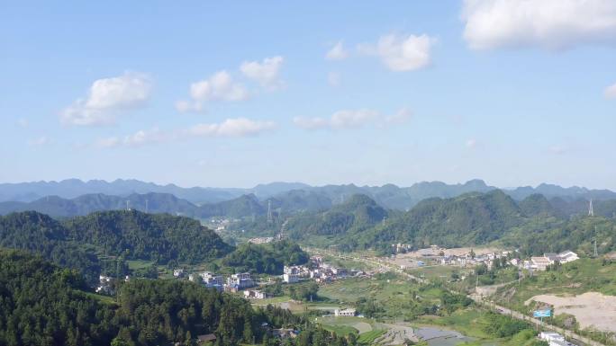 航拍山村建设工地