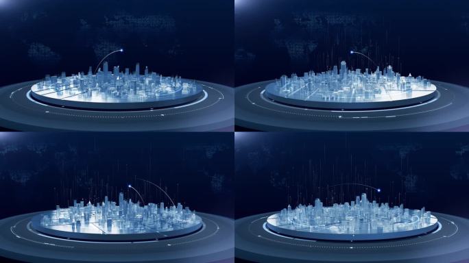 蓝色科技城市沙盘动画