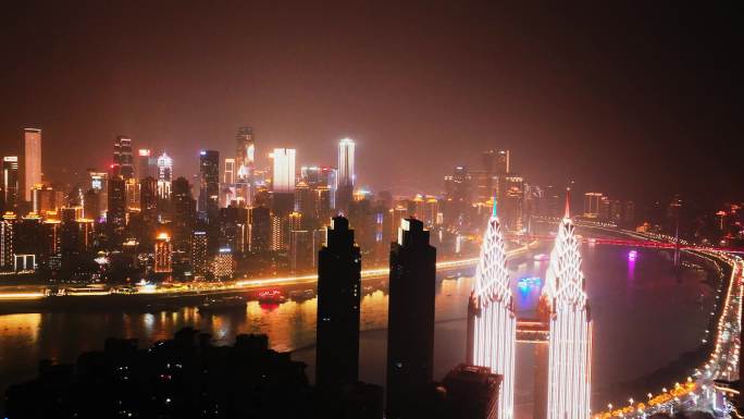 4K 重庆渝中半岛夜景航拍