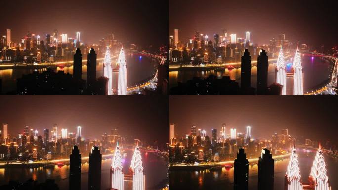 4K 重庆渝中半岛夜景航拍