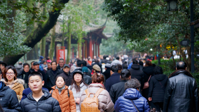 杭州西湖灵隐寺的游客