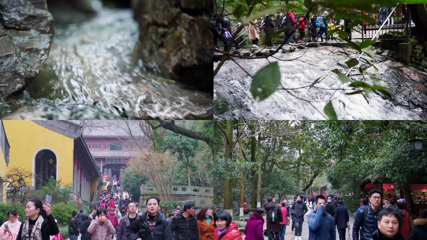 杭州西湖灵隐寺的游客