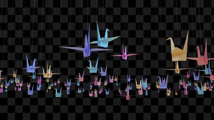 4K彩色千纸鹤透明素材