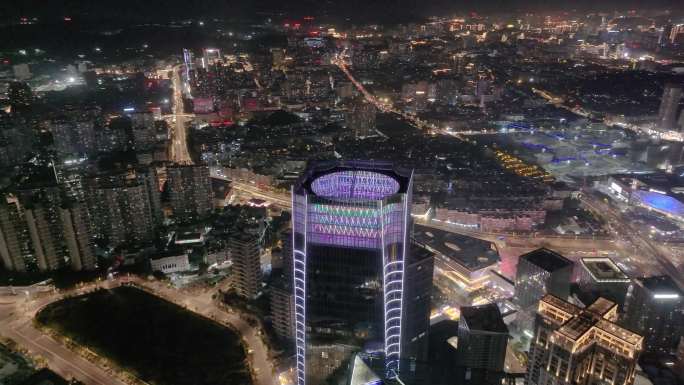 福州台江区航拍高楼大厦摩天大楼夜晚夜景福