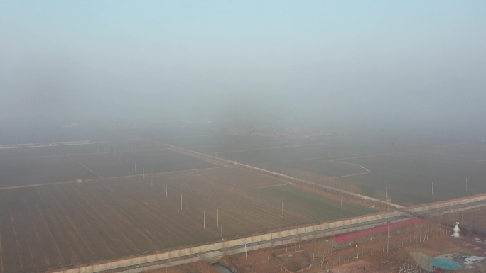雾霾 大雾 大气污染 雾霾里的村庄