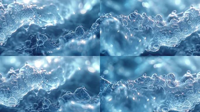 6k蓝色抽象液体流动