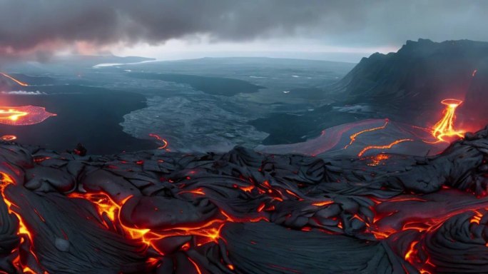 4k宽屏火山喷发熔岩④