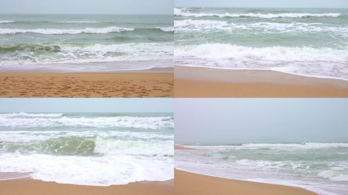 台风天气沙滩海浪